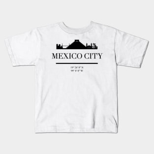 MEXICO CITY MEXICO BLACK SILHOUETTE SKYLINE ART Kids T-Shirt